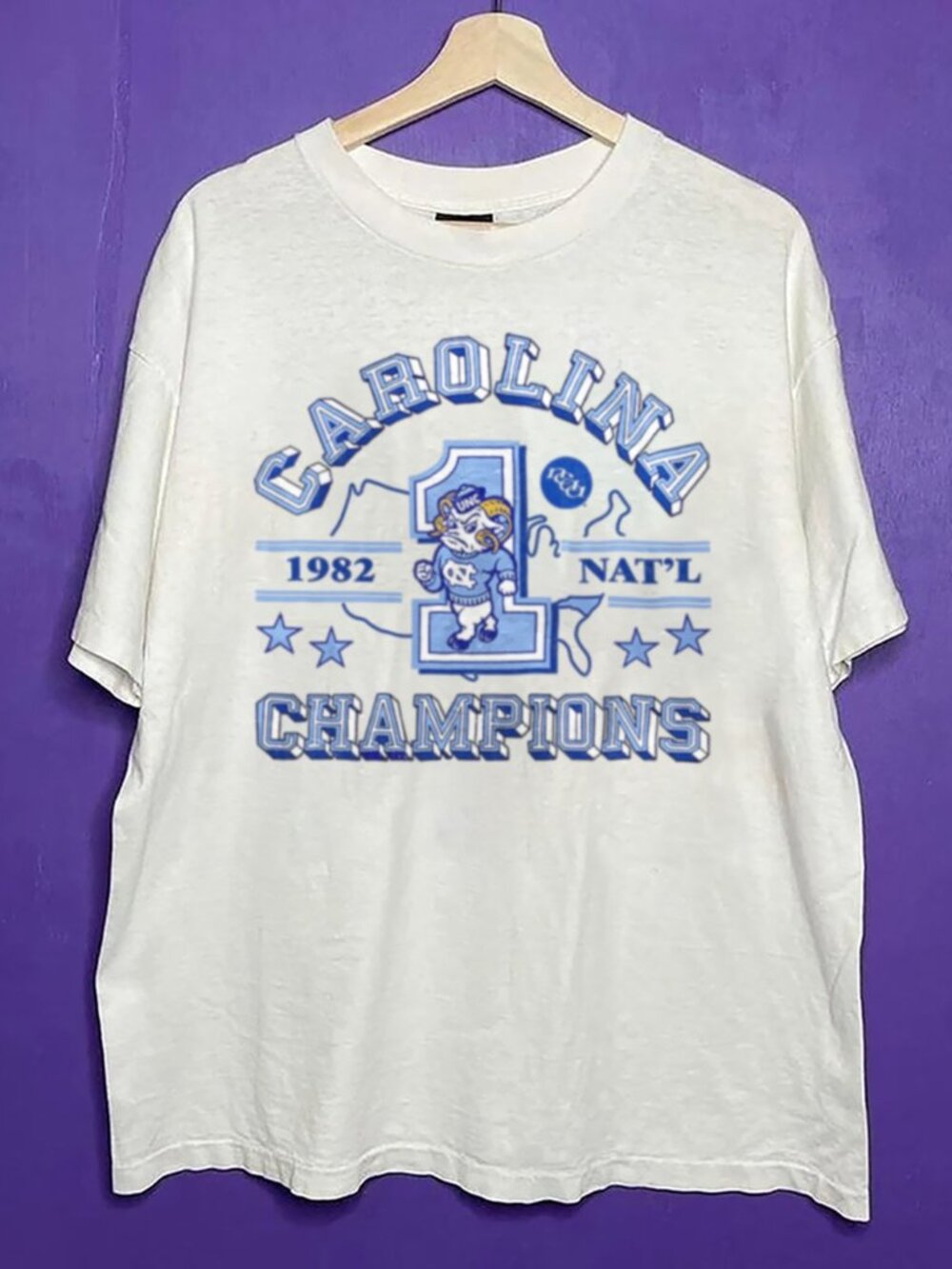 Vintage North Carolina Tar Heels Shirt, Retro UNC 1982 NAT'L Champions Shirt Tee